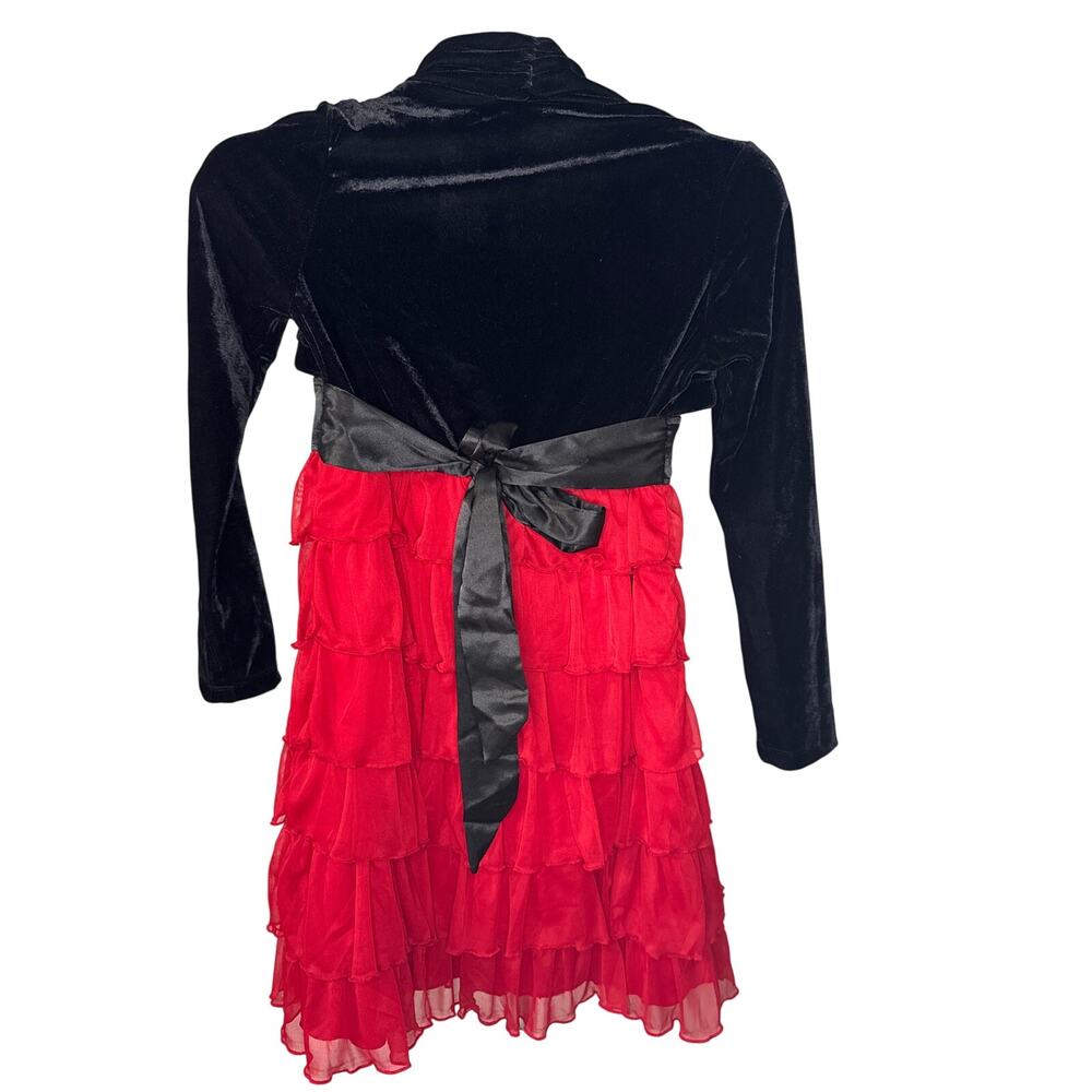 My Michelle Red Ruffled Tiered Dress with Velvet Jacket. 1 PC Girls Size 14 - Picture 4 of 6